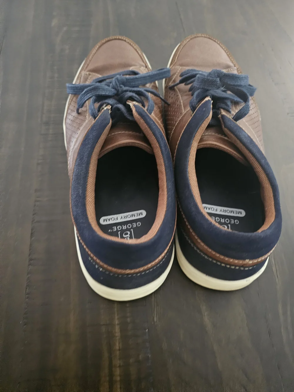 George Men's Brown Casual Lace-Up Sneakers with Navy Accents